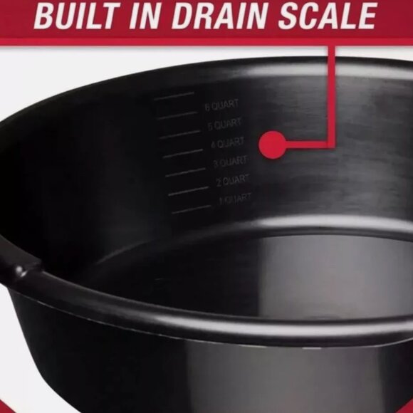 HYPER TOUGH Oil Drain Pan Automotive 7-Quart Drain Pan, 7QDP-19-BLK Portable - Picture 4 of 5